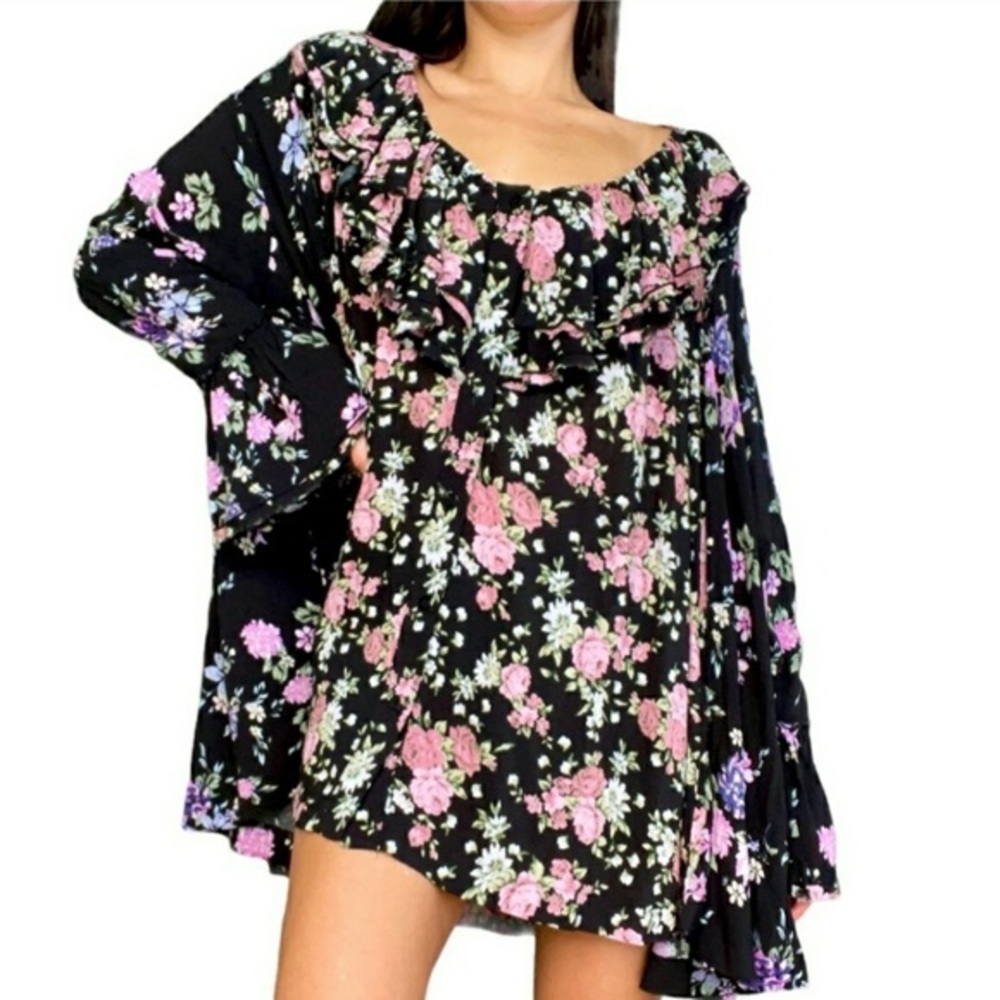 FREE PEOPLE‎ Loretta Floral Long Sleeve Tunic
